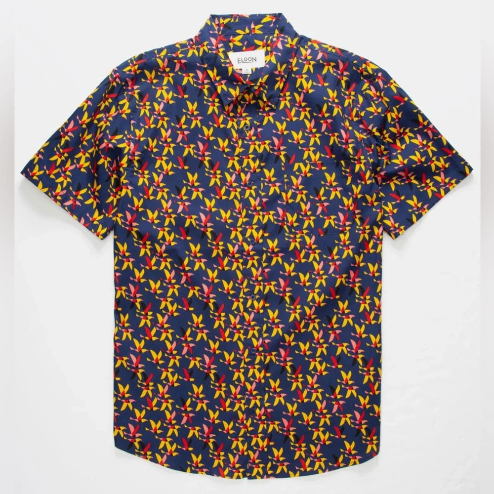 ELDON Flock Shirt Sleeve Button Down Shirt size small